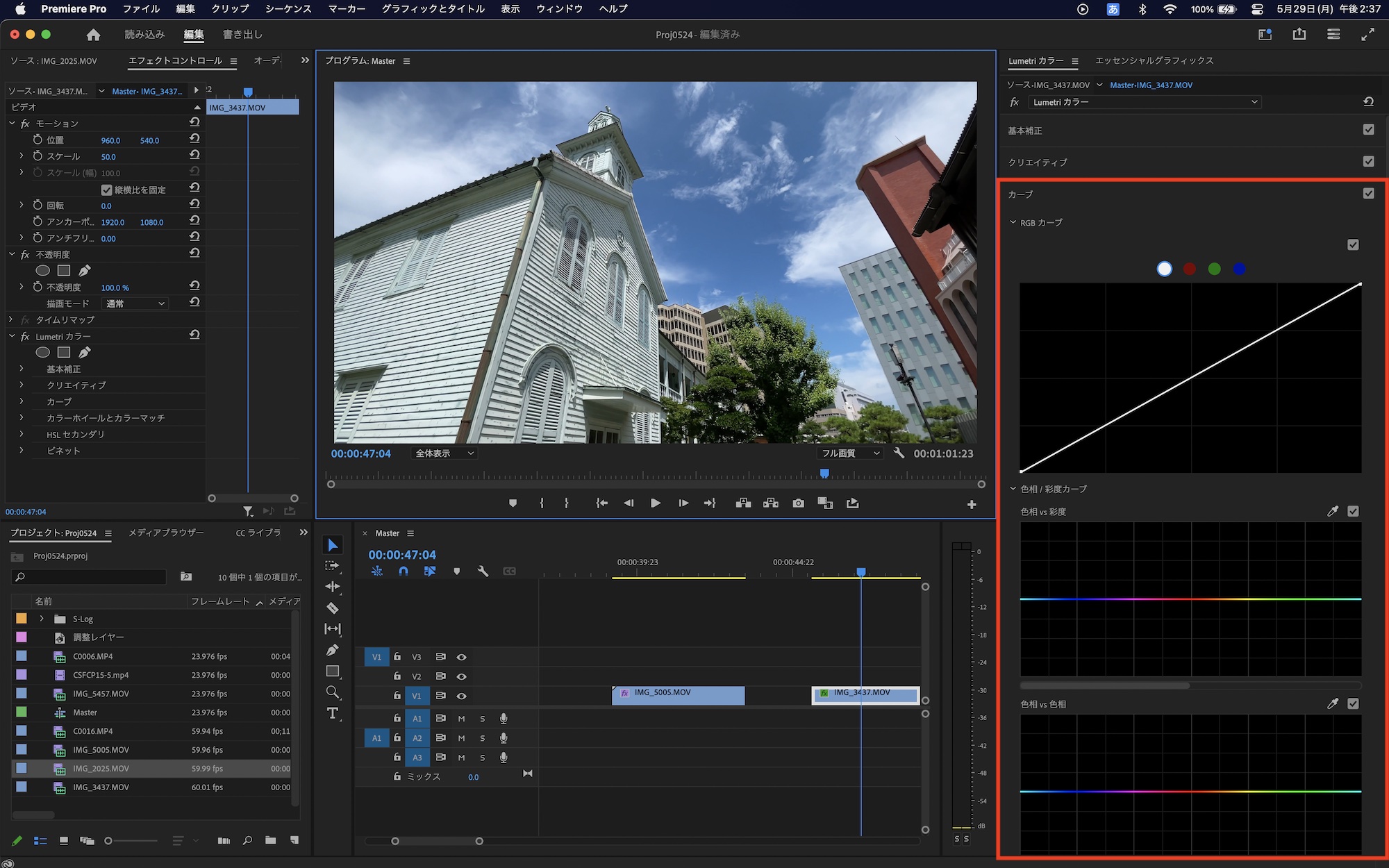 [Premiere Pro] LumetriカラーのRGBカーブを使って色や明るさを細かく調整したり、一部の色を変えてみよう！